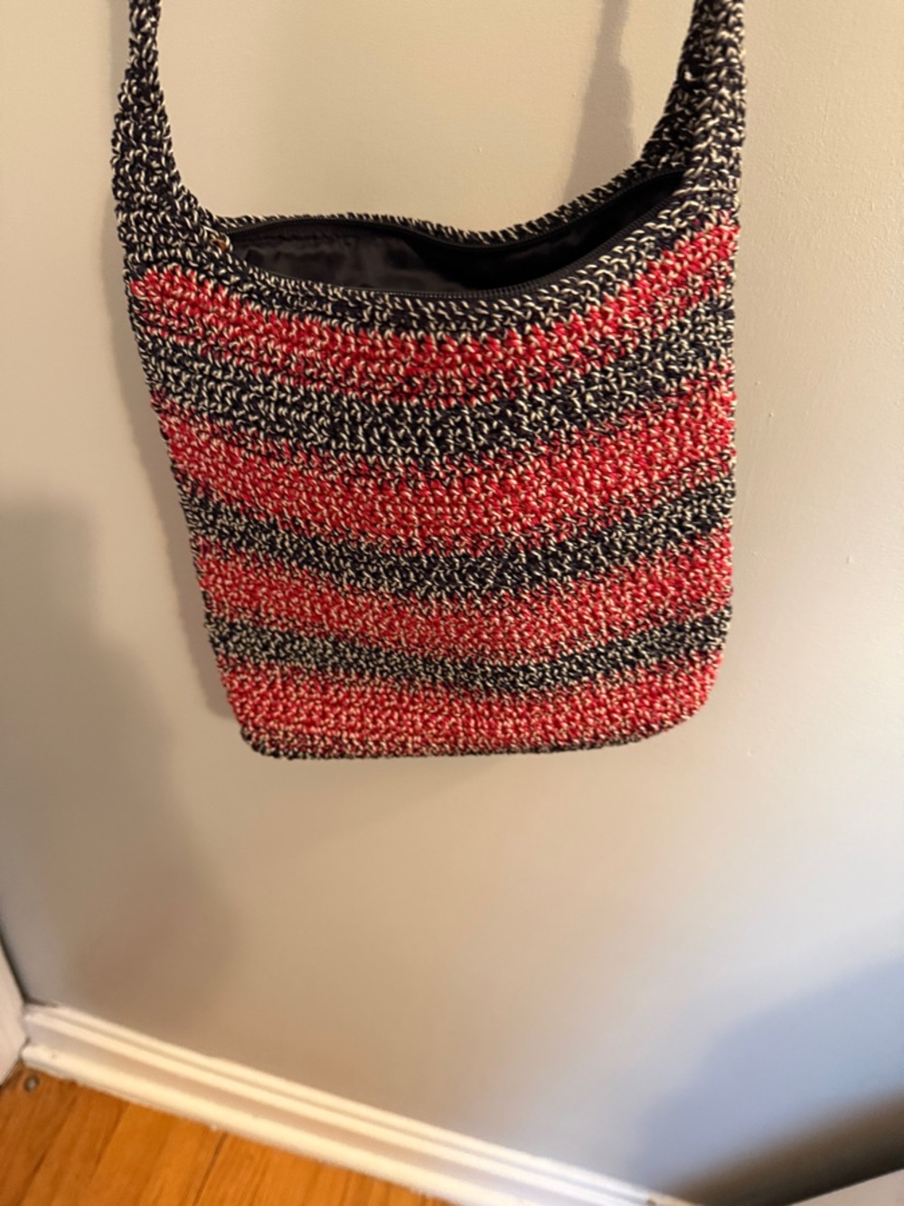 The Sak Crochet Peace Sign Crossbody Bag - Pink & Black - Picture 5 of 5